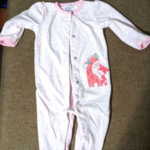 Infant girls footed one piece pajamas